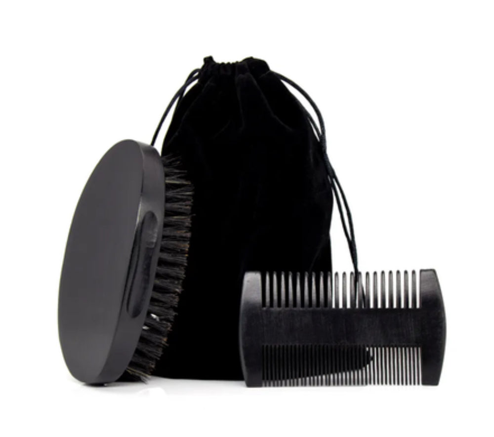 Premium Men's Beard Brush and Comb Set