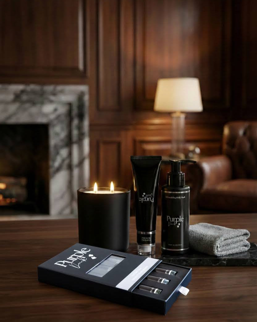 Mens Purple Duck Bundle with Body Wash, Hand Lotion, Sample Cologneand candle